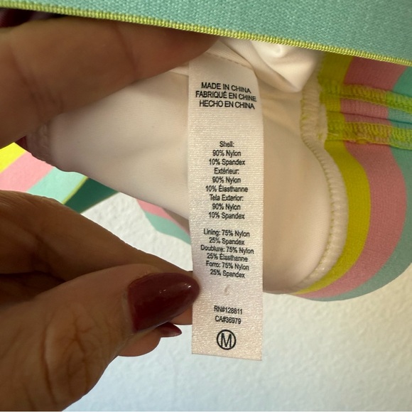 Beach Riot White Crop Top with Pink, Blue, and Green Trim - Picture 6 of 6